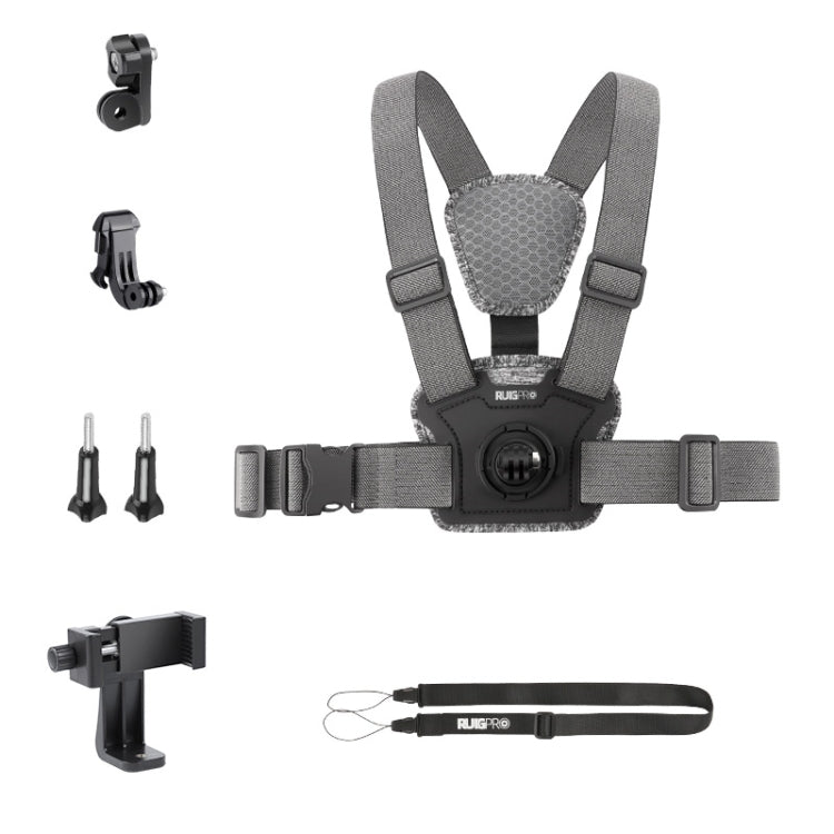 6 in 1 360 Phone Clamp Adjustable Body Mount Belt Chest Strap with Mount & Screw(Grey) - free shipping - PMC Jewellery - Order now!