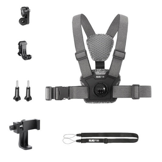 6 in 1 360 Phone Clamp Adjustable Body Mount Belt Chest Strap with Mount & Screw(Grey) - free shipping - PMC Jewellery - Order now!