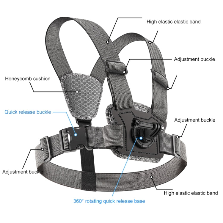 6 in 1 360 Phone Clamp Adjustable Body Mount Belt Chest Strap with Mount & Screw(Grey) - free shipping - PMC TechLife - Order now!