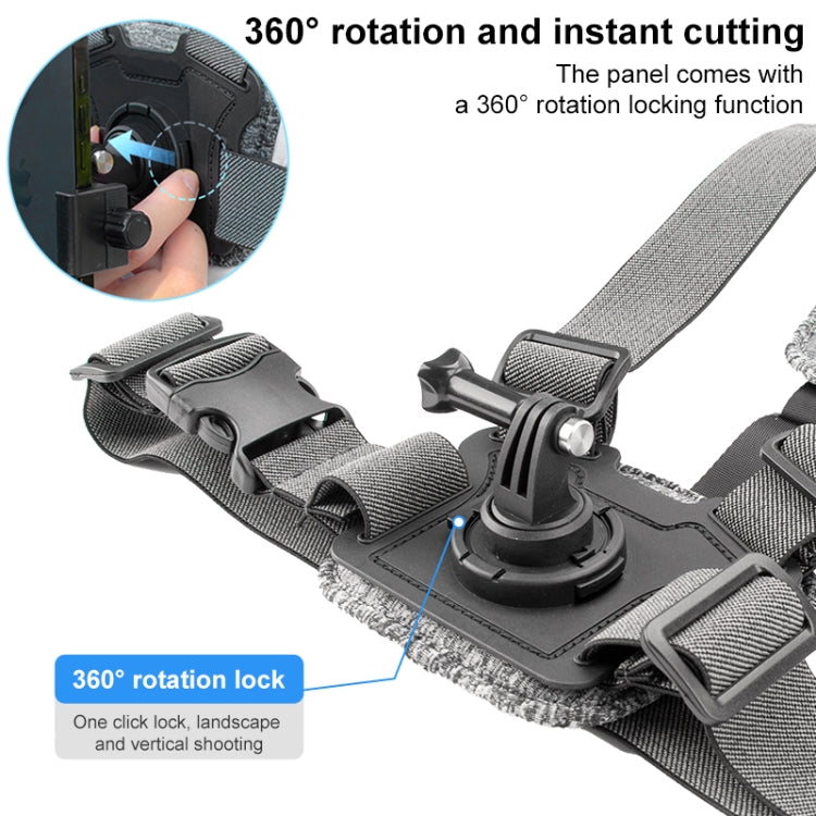6 in 1 360 Phone Clamp Adjustable Body Mount Belt Chest Strap with Mount & Screw(Grey)