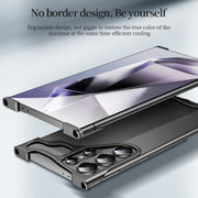 For Samsung Galaxy S24 Ultra 5G Frameless Metal Corner Pad Phone Case with Lens Film(Purple)