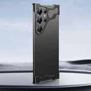 For Samsung Galaxy S23 Ultra 5G Frameless Metal Corner Pad Phone Case with Lens Film(Black)