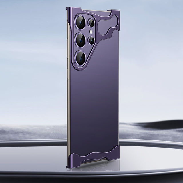 For Samsung Galaxy S23 Ultra 5G Frameless Metal Corner Pad Phone Case with Lens Film(Purple)