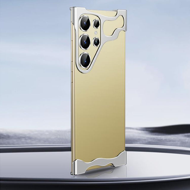 For Samsung Galaxy S25 Ultra 5G Frameless Metal Corner Pad Phone Case with Lens Film(Silver)