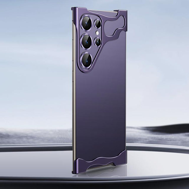For Samsung Galaxy S25 Ultra 5G Frameless Metal Corner Pad Phone Case with Lens Film(Purple)