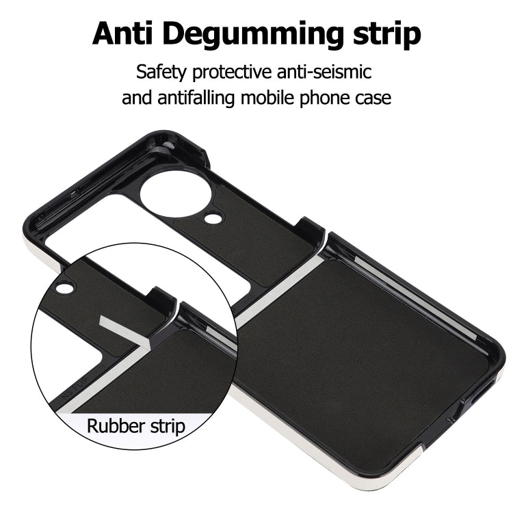 For OPPO Find N3 Flip V-shaped PU Hybrid TPU Ring Holder Phone Case(White) - Find N3 Flip Cases by PMC TechLife | Online Shopping South Africa | PMC TechLife | Buy Now Pay Later Mobicred