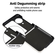 For OPPO Find N3 Flip V-shaped PU Hybrid TPU Ring Holder Phone Case(White)