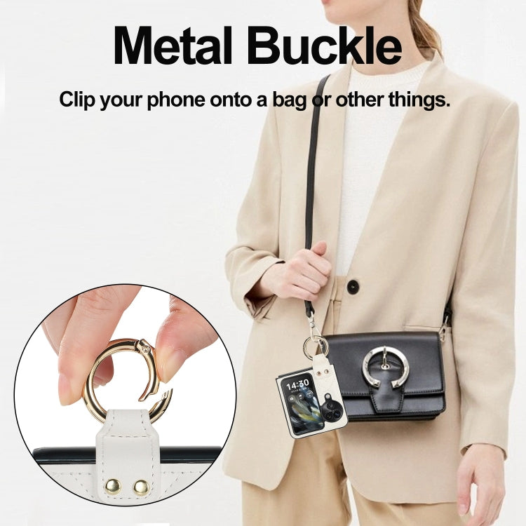 For OPPO Find N3 Flip V-shaped PU Hybrid TPU Ring Holder Phone Case(White) - Find N3 Flip Cases by PMC TechLife | Online Shopping South Africa | PMC TechLife | Buy Now Pay Later Mobicred