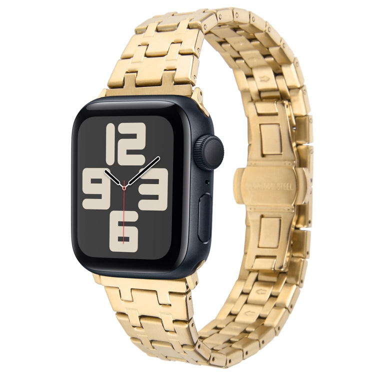 For Apple Watch SE 2023 44mm Double T Stainless Steel Watch Band(Gold) - Watch Bands by PMC TechLife | Online Shopping South Africa | PMC TechLife