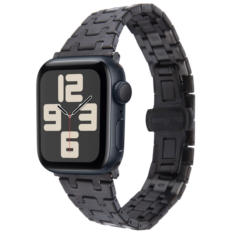 For Apple Watch SE 2023 40mm Double T Stainless Steel Watch Band(Black) - Watch Bands by PMC TechLife | Online Shopping South Africa | PMC TechLife
