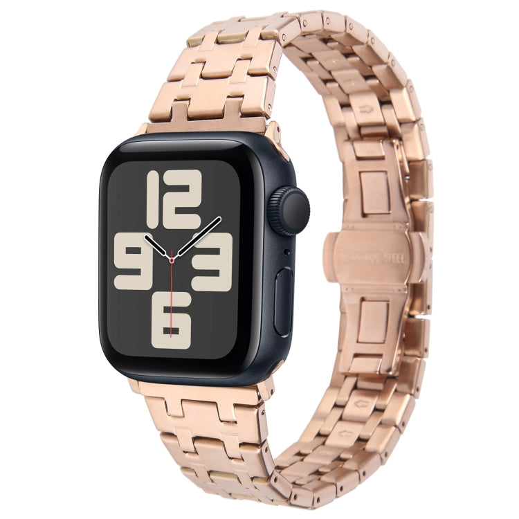 For Apple Watch SE 2023 40mm Double T Stainless Steel Watch Band(Rose Gold) - Watch Bands by PMC TechLife | Online Shopping South Africa | PMC TechLife