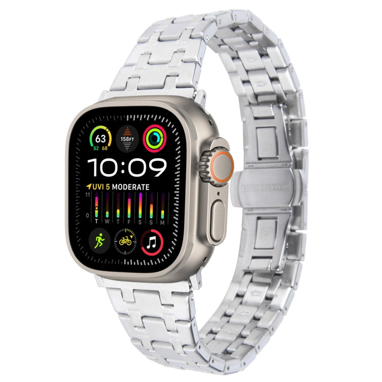For Apple Watch Ultra 2 49mm Double T Stainless Steel Watch Band(Silver) - Watch Bands by PMC TechLife | Online Shopping South Africa | PMC TechLife