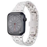 For Apple Watch Series 8 41mm Double T Stainless Steel Watch Band(Starlight)