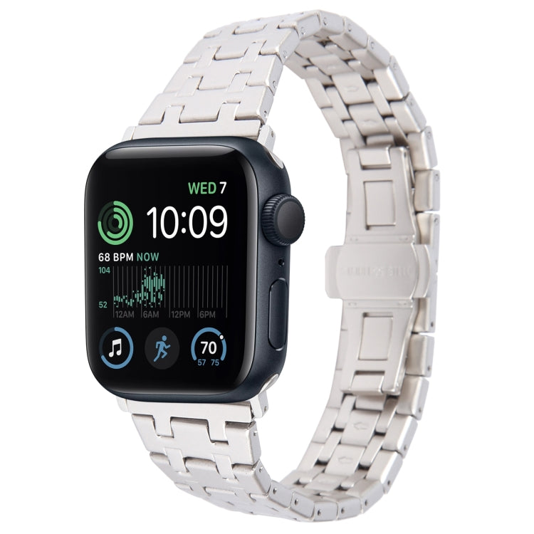 For Apple Watch SE 2022 44mm Double T Stainless Steel Watch Band(Starlight) - Watch Bands by PMC TechLife | Online Shopping South Africa | PMC TechLife