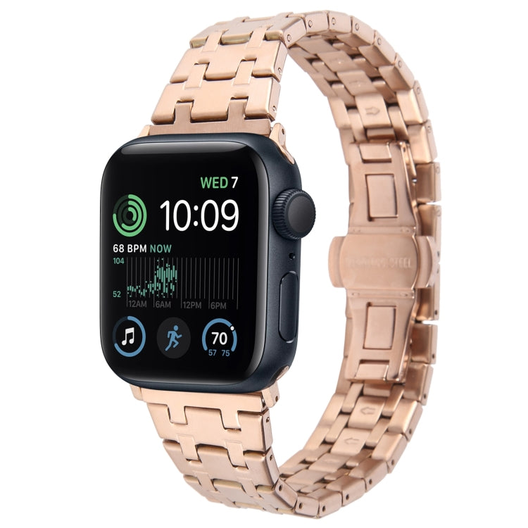 For Apple Watch SE 40mm Double T Stainless Steel Watch Band(Rose Gold) - Watch Bands by PMC TechLife | Online Shopping South Africa | PMC TechLife