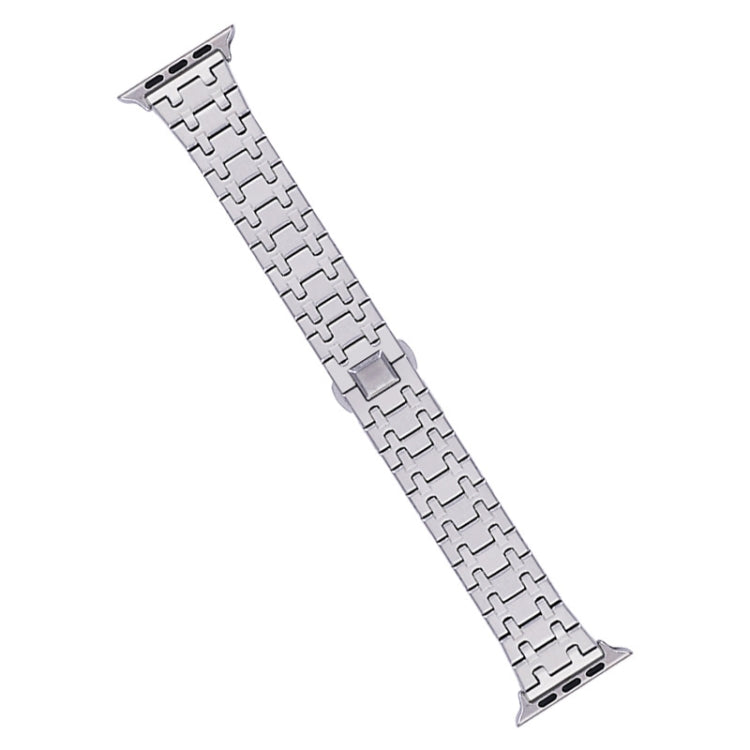 For Apple Watch SE 44mm Double T Stainless Steel Watch Band(Silver)