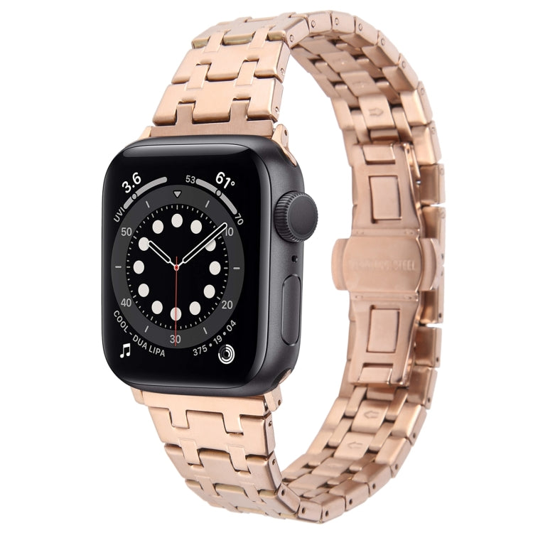 For Apple Watch Series 6 40mm Double T Stainless Steel Watch Band(Rose Gold) - Watch Bands by PMC TechLife | Online Shopping South Africa | PMC TechLife