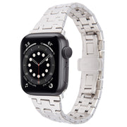 For Apple Watch Series 6 44mm Double T Stainless Steel Watch Band(Starlight)