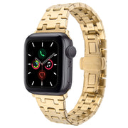 For Apple Watch Series 5 44mm Double T Stainless Steel Watch Band(Gold)