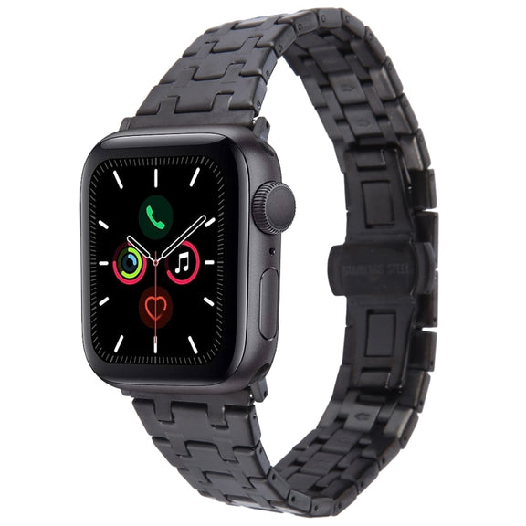 For Apple Watch Series 5 40mm Double T Stainless Steel Watch Band(Black)