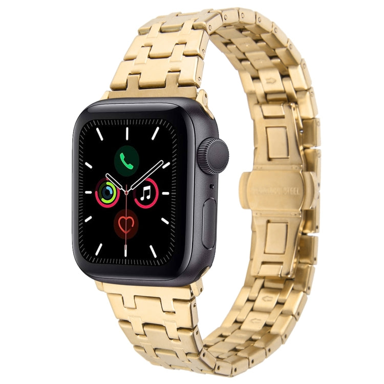 For Apple Watch Series 5 40mm Double T Stainless Steel Watch Band(Gold) - Watch Bands by PMC TechLife | Online Shopping South Africa | PMC TechLife