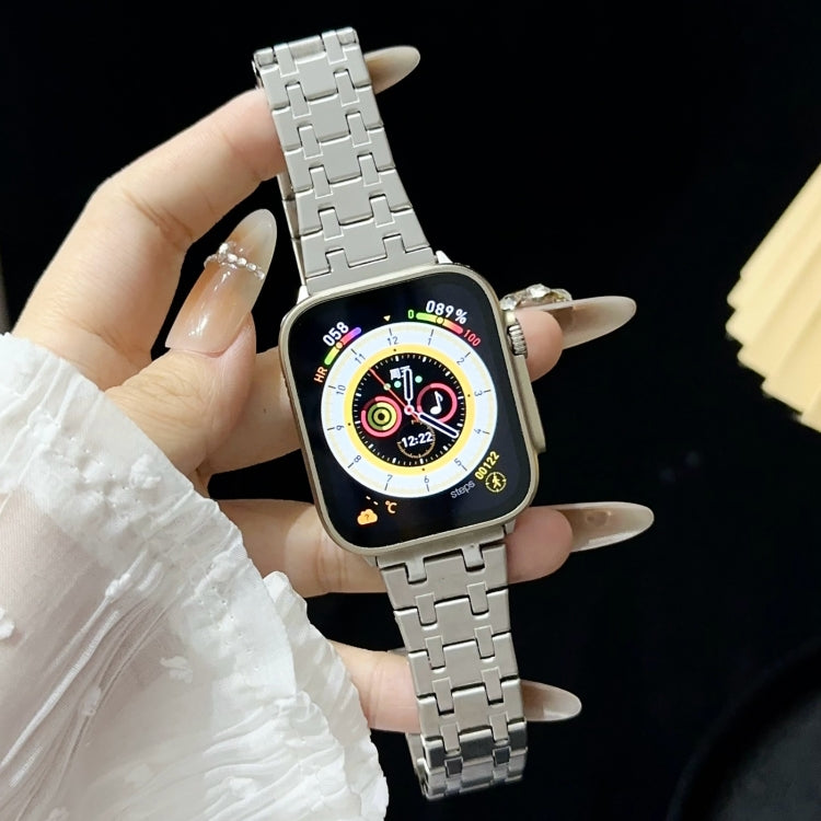 For Apple Watch Series 5 40mm Double T Stainless Steel Watch Band(Silver)