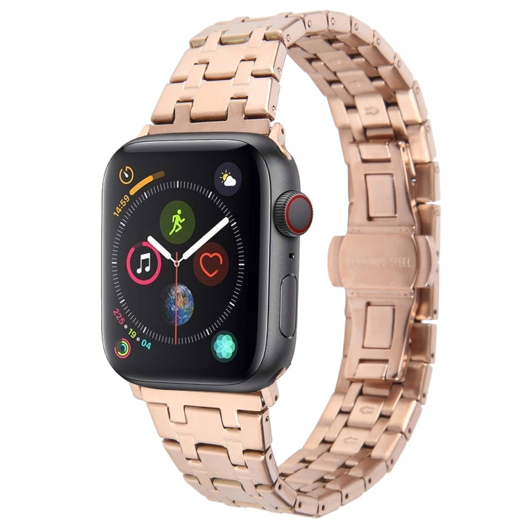 For Apple Watch Series 4 44mm Double T Stainless Steel Watch Band(Rose Gold) - Watch Bands by PMC TechLife | Online Shopping South Africa | PMC TechLife