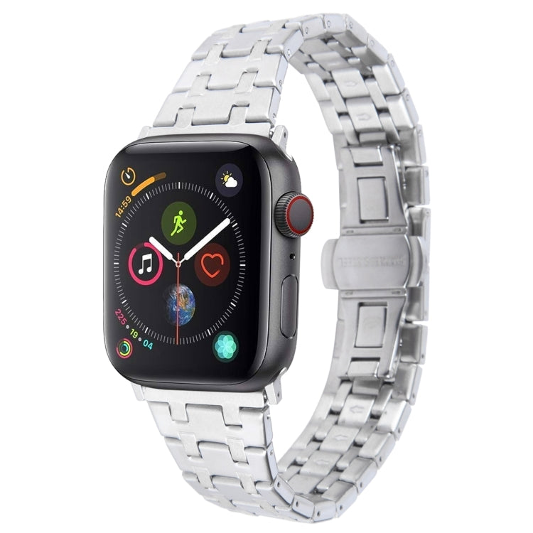 For Apple Watch Series 4 44mm Double T Stainless Steel Watch Band(Silver) - Watch Bands by PMC TechLife | Online Shopping South Africa | PMC TechLife