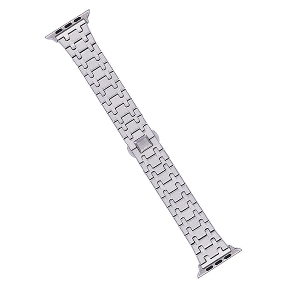 For Apple Watch Series 4 44mm Double T Stainless Steel Watch Band(Silver)