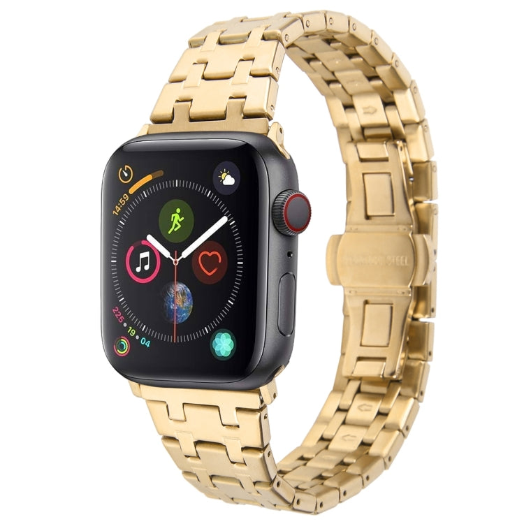 For Apple Watch Series 4 40mm Double T Stainless Steel Watch Band(Gold) - Watch Bands by PMC TechLife | Online Shopping South Africa | PMC TechLife