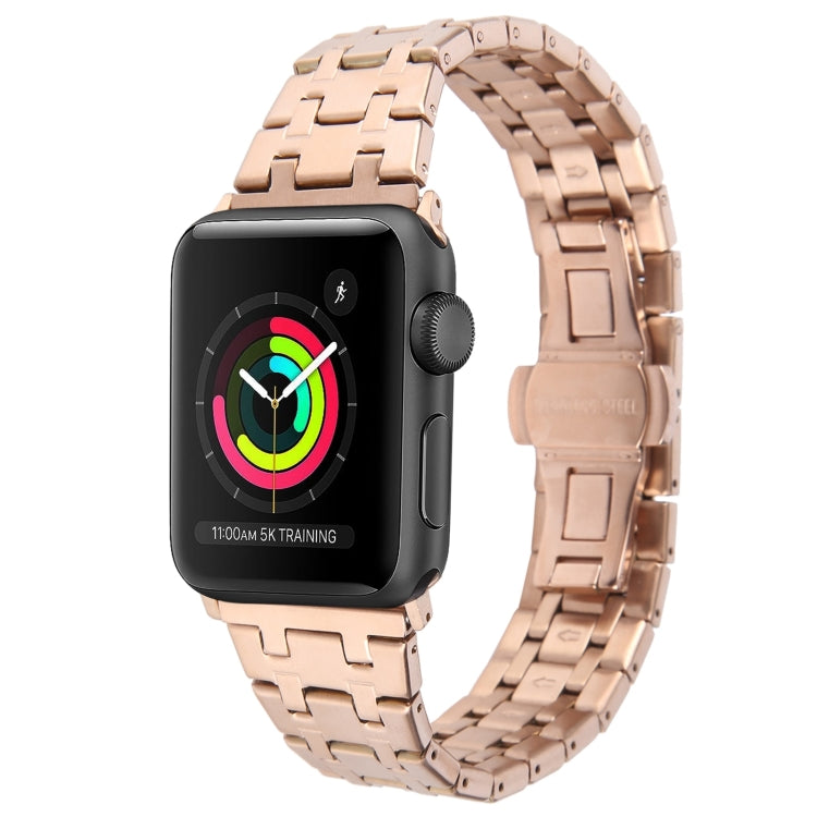 For Apple Watch Series 3 42mm Double T Stainless Steel Watch Band(Rose Gold) - Watch Bands by PMC TechLife | Online Shopping South Africa | PMC TechLife