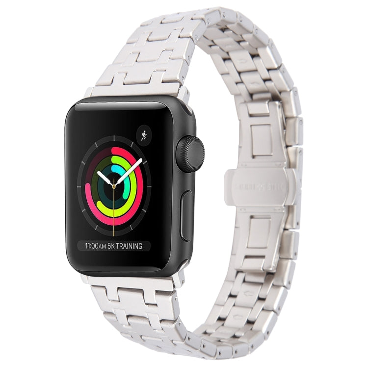 For Apple Watch Series 3 42mm Double T Stainless Steel Watch Band(Starlight) - Watch Bands by PMC TechLife | Online Shopping South Africa | PMC TechLife