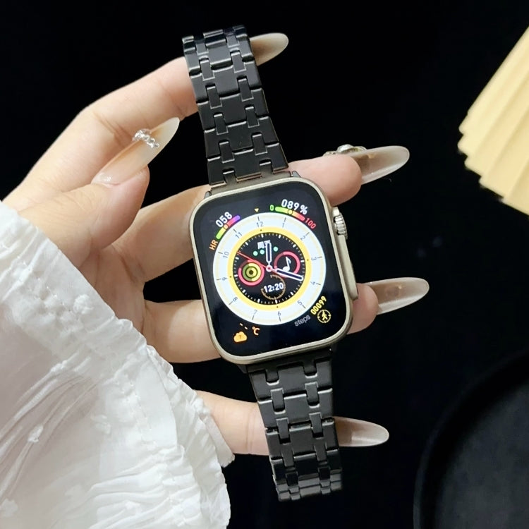 For Apple Watch Series 2 42mm Double T Stainless Steel Watch Band(Black)