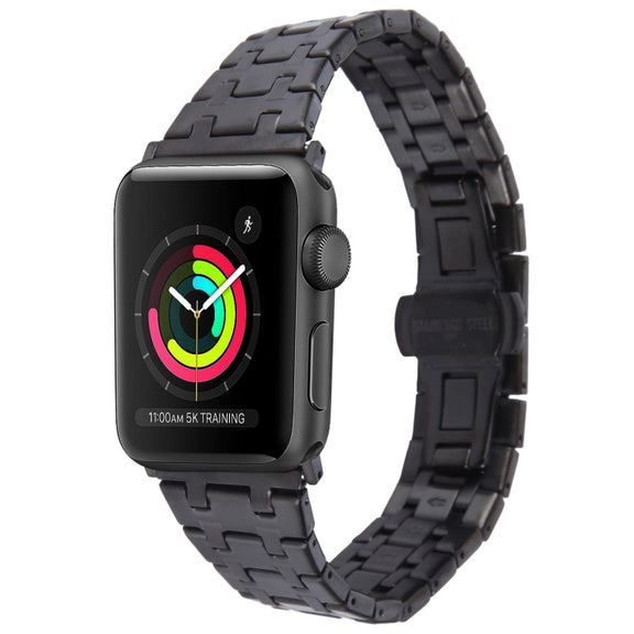 For Apple Watch Series 2 38mm Double T Stainless Steel Watch Band(Black)