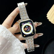 For Apple Watch 42mm Double T Stainless Steel Watch Band(Silver Rose Gold)