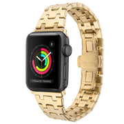 For Apple Watch 38mm Double T Stainless Steel Watch Band(Gold)