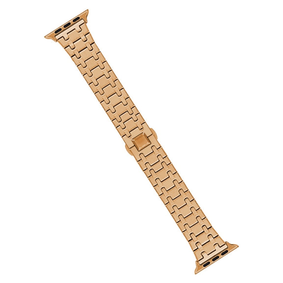 For Apple Watch 38mm Double T Stainless Steel Watch Band(Rose Gold)