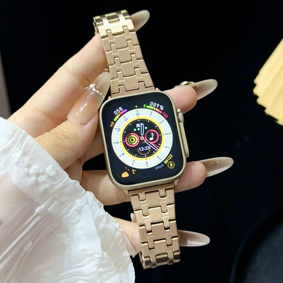 For Apple Watch 38mm Double T Stainless Steel Watch Band(Rose Gold)
