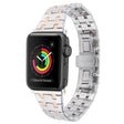 For Apple Watch 38mm Double T Stainless Steel Watch Band(Silver Rose Gold) - Watch Bands by PMC TechLife | Online Shopping South Africa | PMC TechLife