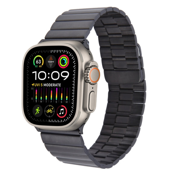 For Apple Watch Ultra 2 49mm Bamboo Stainless Steel Magnetic Watch Band(Black)