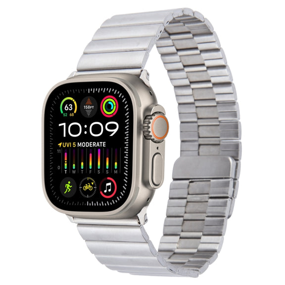 For Apple Watch Ultra 2 49mm Bamboo Stainless Steel Magnetic Watch Band(Sliver)