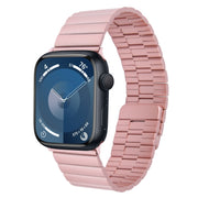 For Apple Watch Series 9 45mm Bamboo Stainless Steel Magnetic Watch Band(Pink)