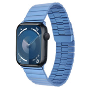 For Apple Watch Series 9 41mm Bamboo Stainless Steel Magnetic Watch Band(Blue)