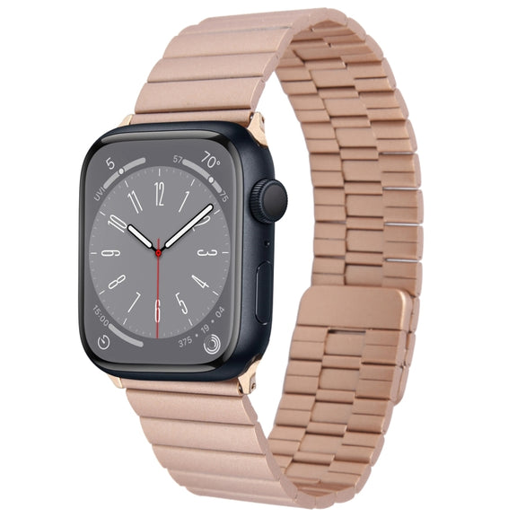 For Apple Watch Series 8 45mm Bamboo Stainless Steel Magnetic Watch Band(Rose Gold)