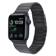 For Apple Watch SE 2022 44mm Bamboo Stainless Steel Magnetic Watch Band(Black)