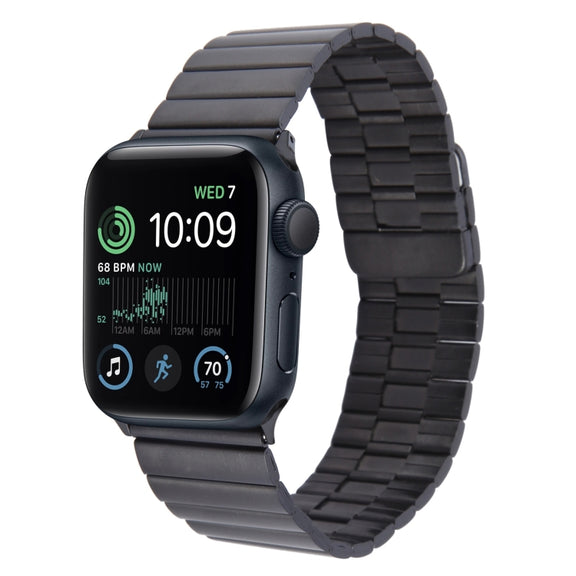 For Apple Watch SE 2022 44mm Bamboo Stainless Steel Magnetic Watch Band(Black)