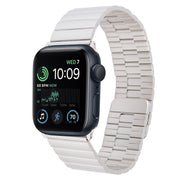 For Apple Watch SE 2022 44mm Bamboo Stainless Steel Magnetic Watch Band(Starlight)