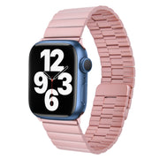 For Apple Watch SE 40mm Bamboo Stainless Steel Magnetic Watch Band(Pink)
