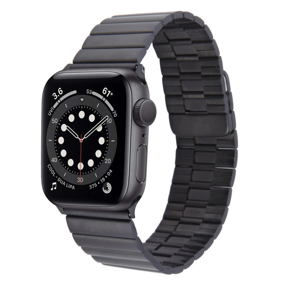 For Apple Watch Series 6 40mm Bamboo Stainless Steel Magnetic Watch Band(Black)