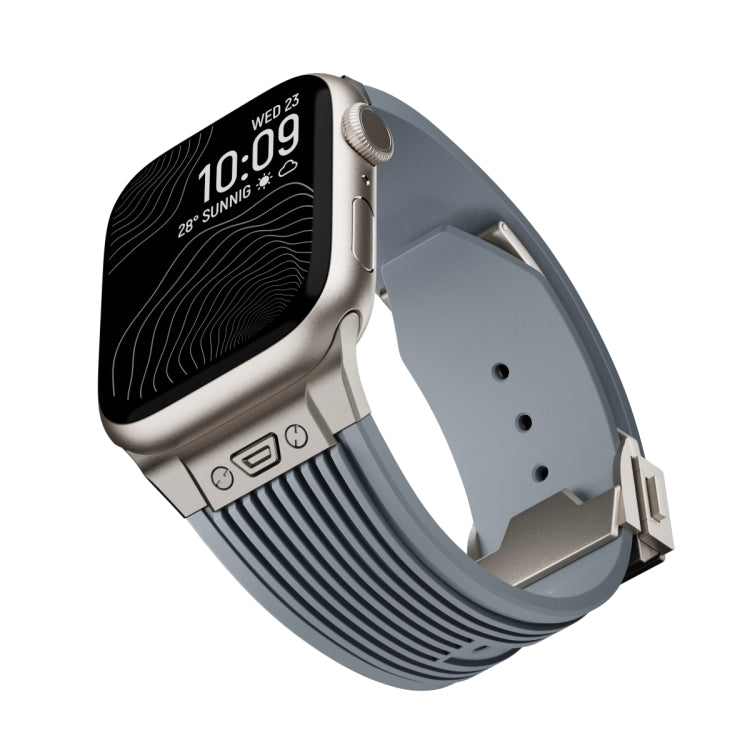 For Apple Watch Series 9 45mm Vertical Texture Titanium Buckle Elastic Silicone Watch Band(Grey) - free shipping - PMC TechLife - Order now!